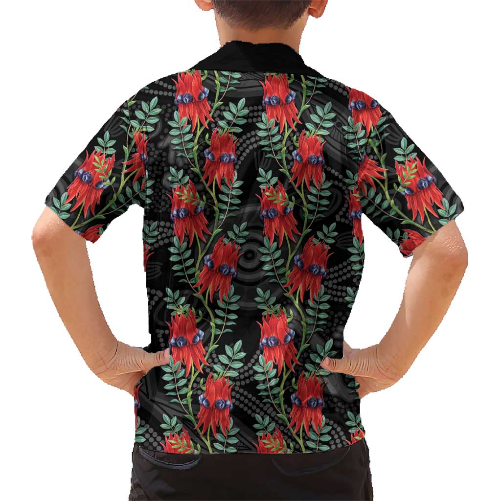 Australia Sturt's Desert Pea Kid Hawaiian Shirt Aussie Native Flowers Indigenous Art - Aussie Hoodie