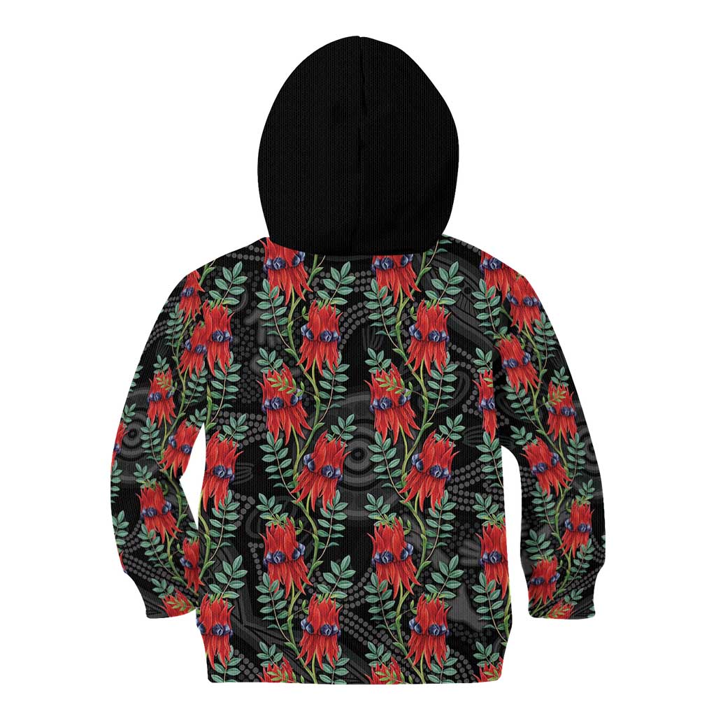 Australia Sturt's Desert Pea Kid Hoodie Aussie Native Flowers Indigenous Art - Aussie Hoodie