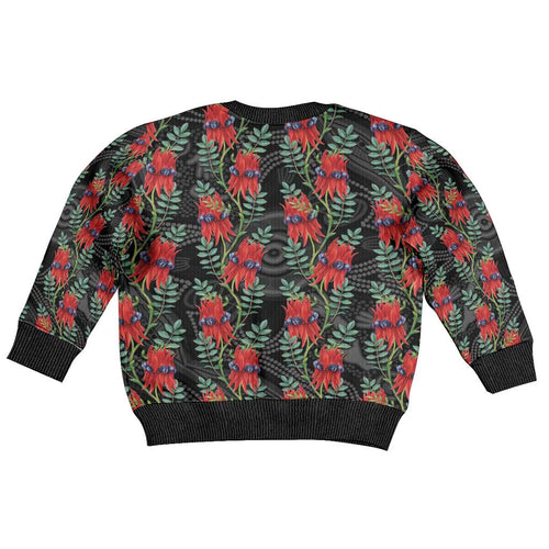 Australia Sturt's Desert Pea Kid Ugly Christmas Sweater Aussie Native Flowers Indigenous Art - Aussie Hoodie