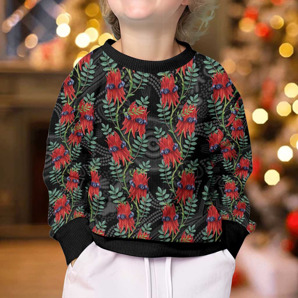 Australia Sturt's Desert Pea Kid Ugly Christmas Sweater Aussie Native Flowers Indigenous Art - Aussie Hoodie