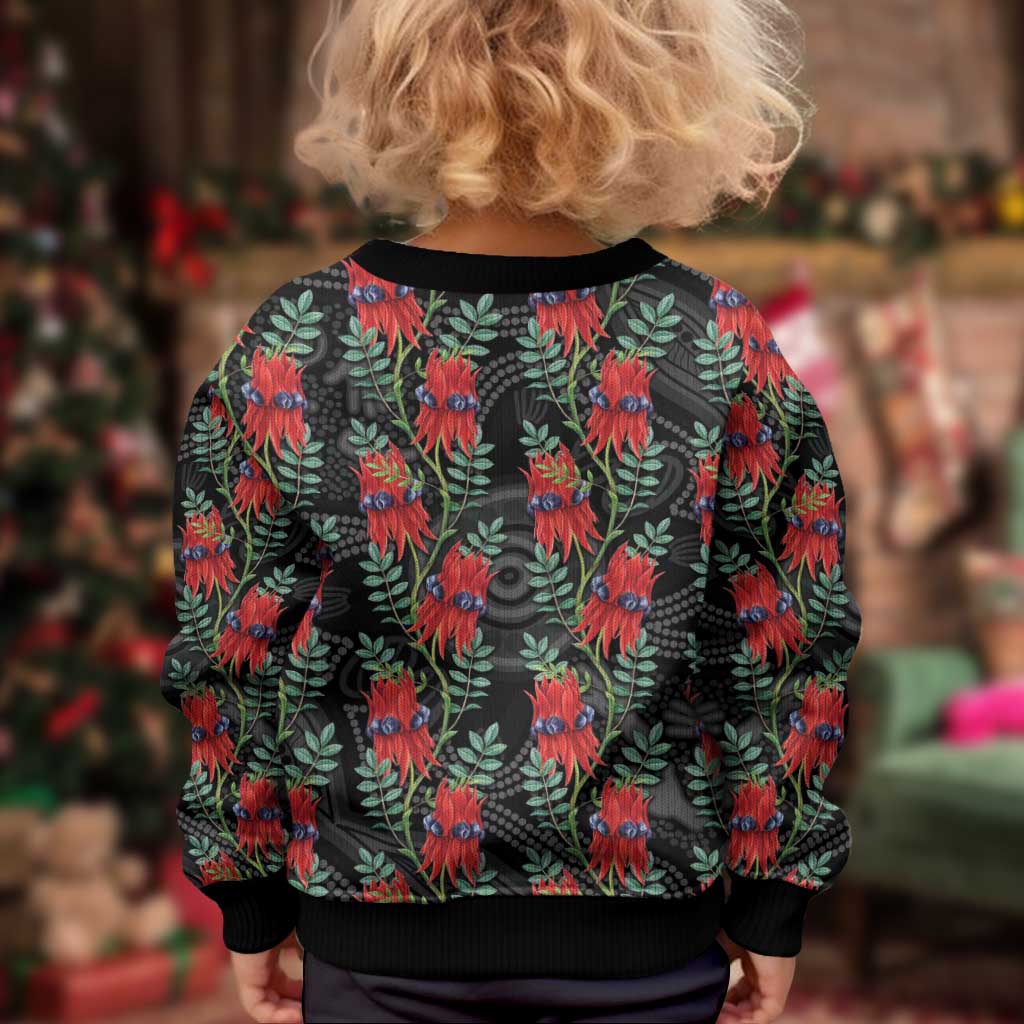 Australia Sturt's Desert Pea Kid Ugly Christmas Sweater Aussie Native Flowers Indigenous Art - Aussie Hoodie