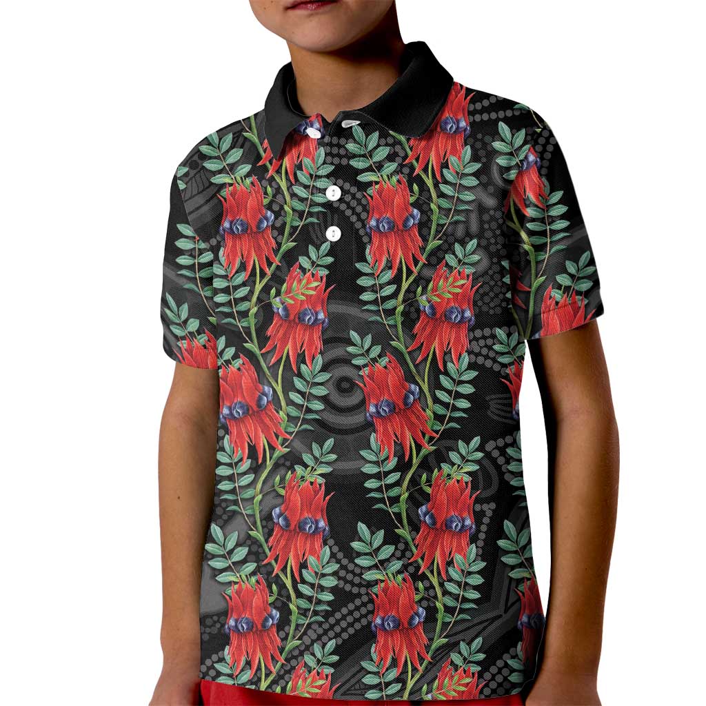 Australia Sturt's Desert Pea Kid Polo Shirt Aussie Native Flowers Indigenous Art - Aussie Hoodie
