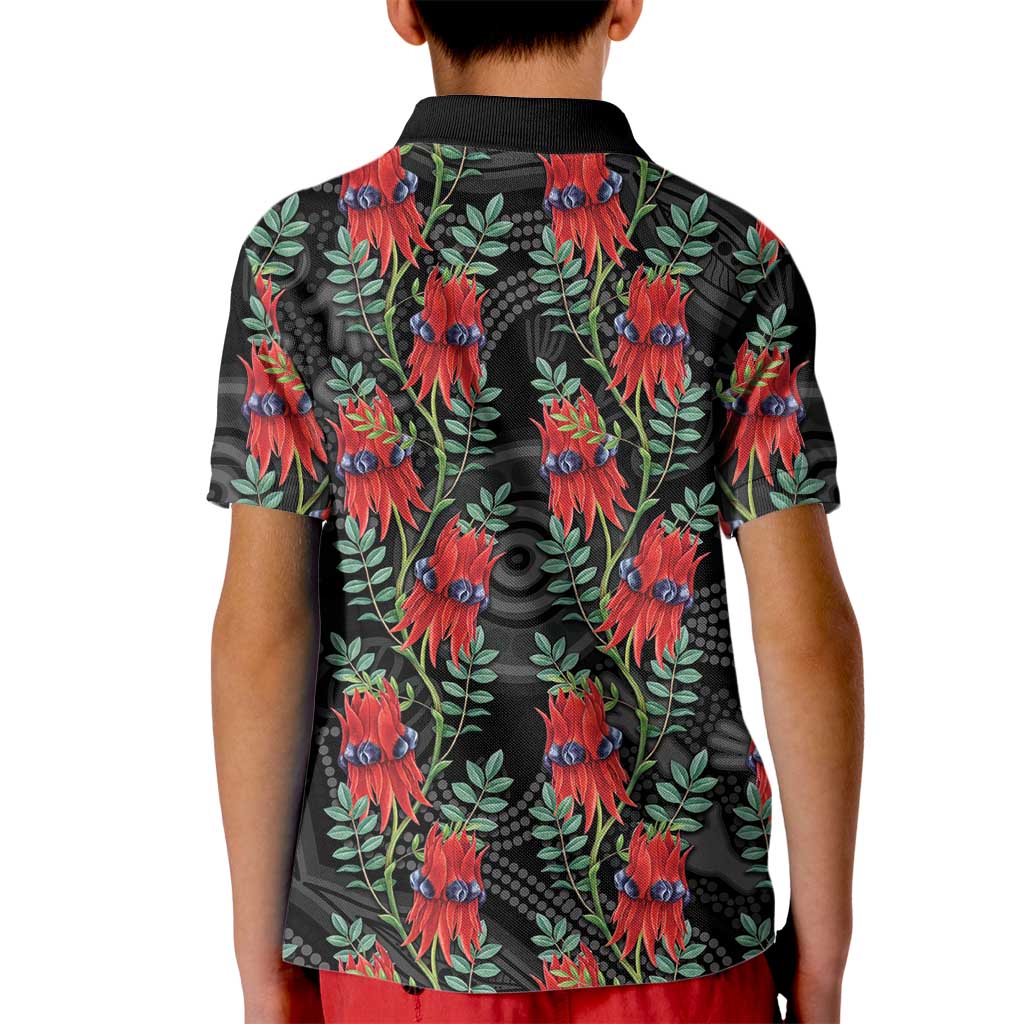 Australia Sturt's Desert Pea Kid Polo Shirt Aussie Native Flowers Indigenous Art - Aussie Hoodie