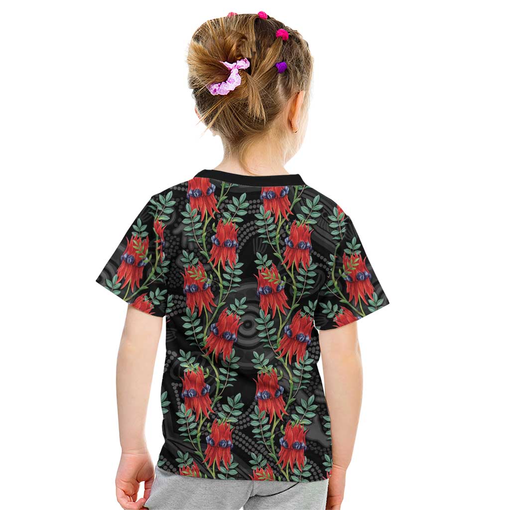 Australia Sturt's Desert Pea Kid T Shirt Aussie Native Flowers Indigenous Art - Aussie Hoodie