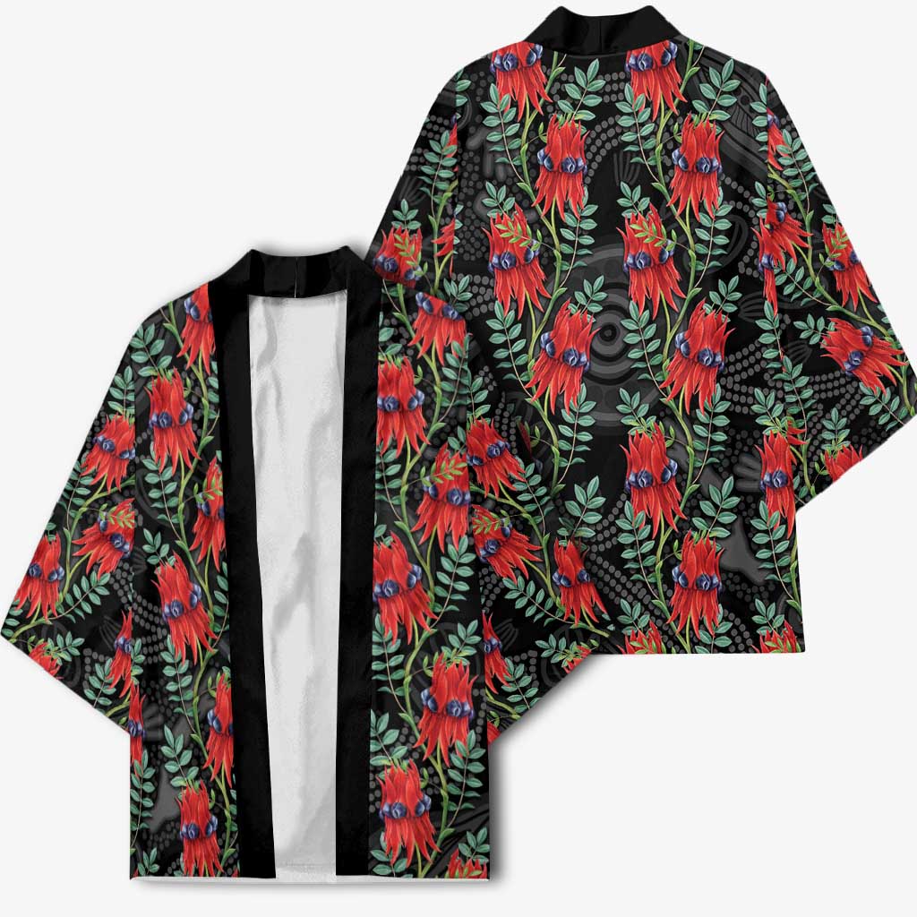 Australia Sturt's Desert Pea Kimono Aussie Native Flowers Indigenous Art - Aussie Hoodie