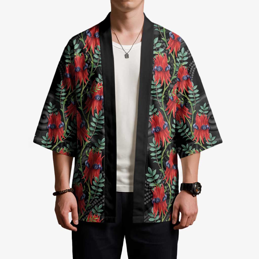 Australia Sturt's Desert Pea Kimono Aussie Native Flowers Indigenous Art - Aussie Hoodie