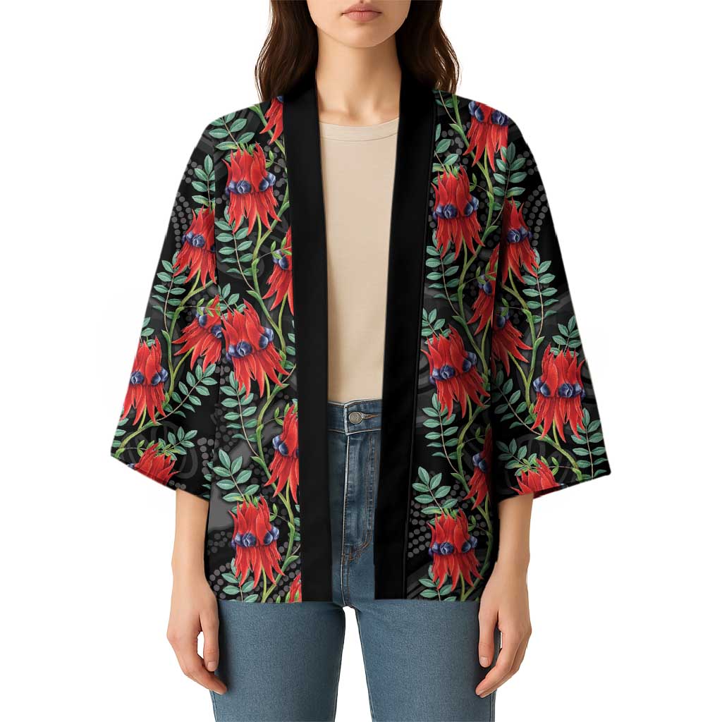 Australia Sturt's Desert Pea Kimono Aussie Native Flowers Indigenous Art - Aussie Hoodie