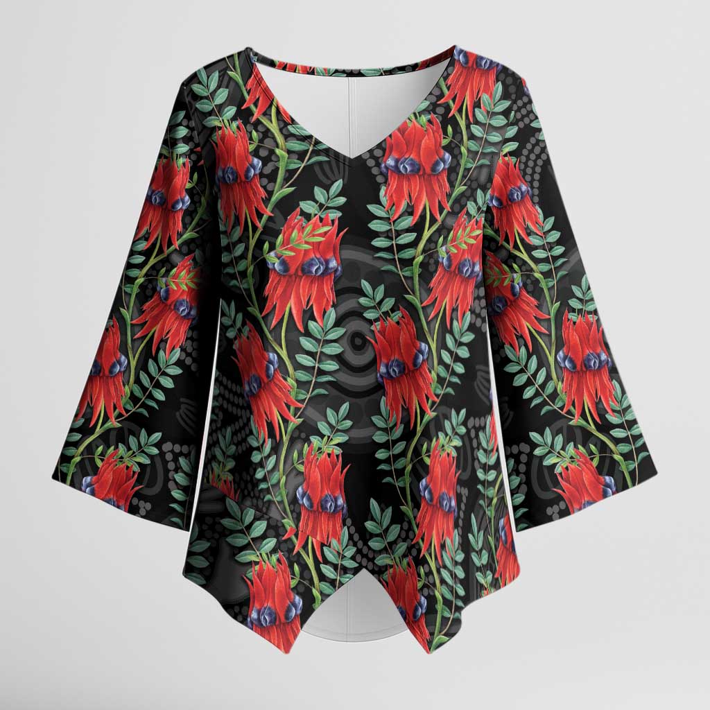 Australia Sturt's Desert Pea Kimono Sleeve Blouse Aussie Native Flowers Indigenous Art - Aussie Hoodie