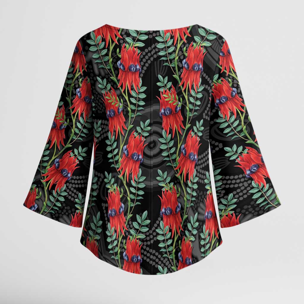 Australia Sturt's Desert Pea Kimono Sleeve Blouse Aussie Native Flowers Indigenous Art - Aussie Hoodie