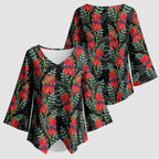 Australia Sturt's Desert Pea Kimono Sleeve Blouse Aussie Native Flowers Indigenous Art - Aussie Hoodie