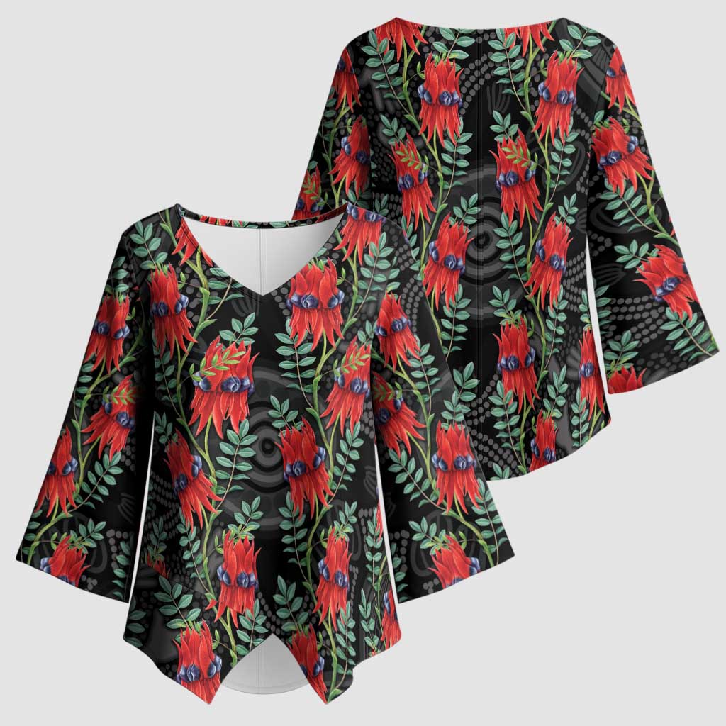 Australia Sturt's Desert Pea Kimono Sleeve Blouse Aussie Native Flowers Indigenous Art - Aussie Hoodie