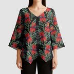 Australia Sturt's Desert Pea Kimono Sleeve Blouse Aussie Native Flowers Indigenous Art - Aussie Hoodie