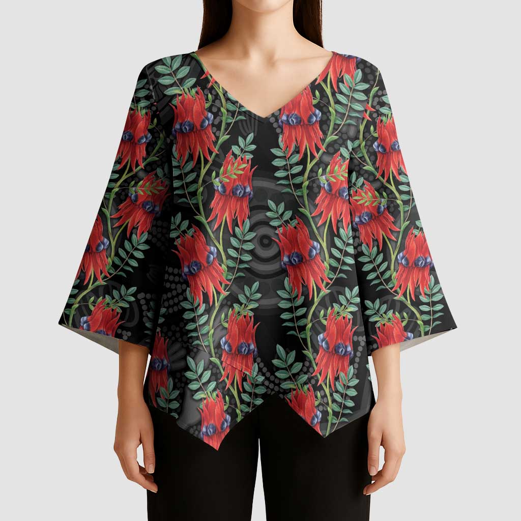 Australia Sturt's Desert Pea Kimono Sleeve Blouse Aussie Native Flowers Indigenous Art - Aussie Hoodie