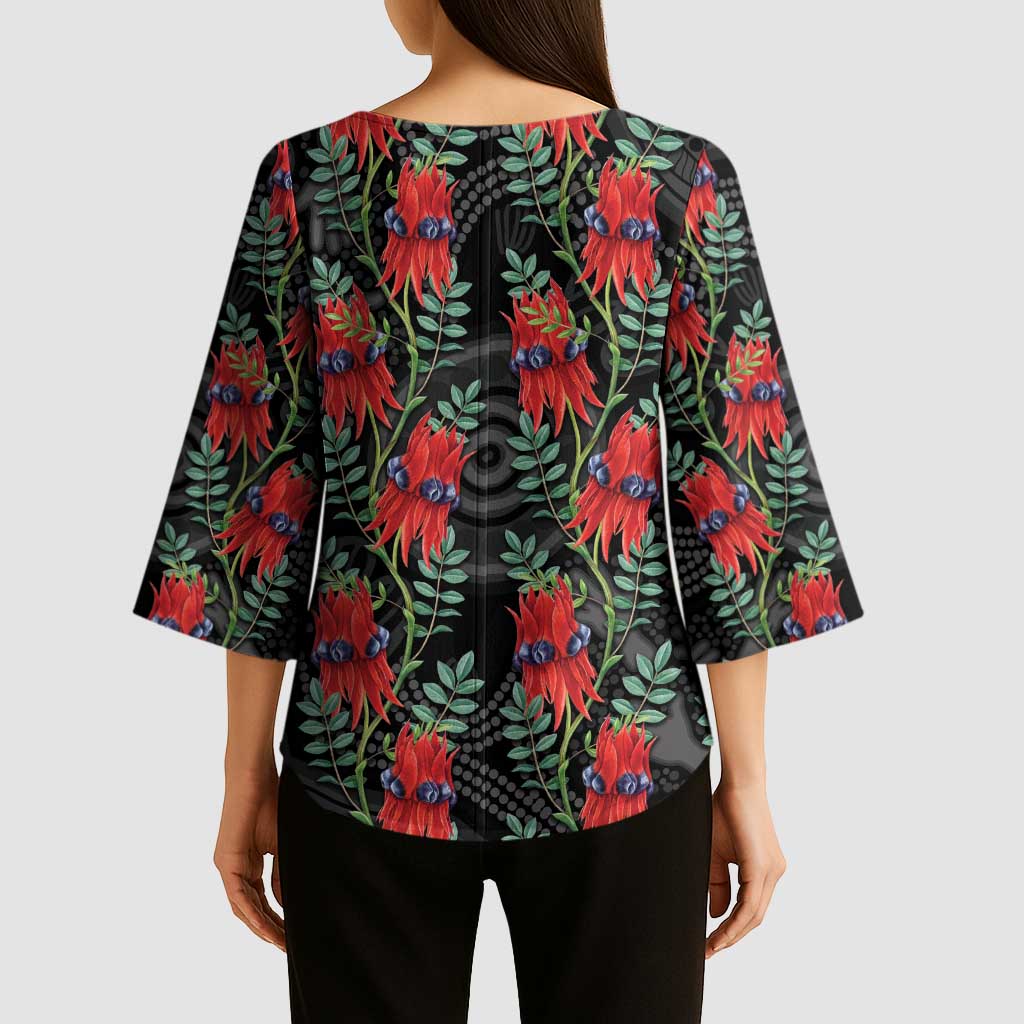 Australia Sturt's Desert Pea Kimono Sleeve Blouse Aussie Native Flowers Indigenous Art - Aussie Hoodie
