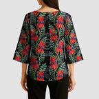 Australia Sturt's Desert Pea Kimono Sleeve Blouse Aussie Native Flowers Indigenous Art - Aussie Hoodie