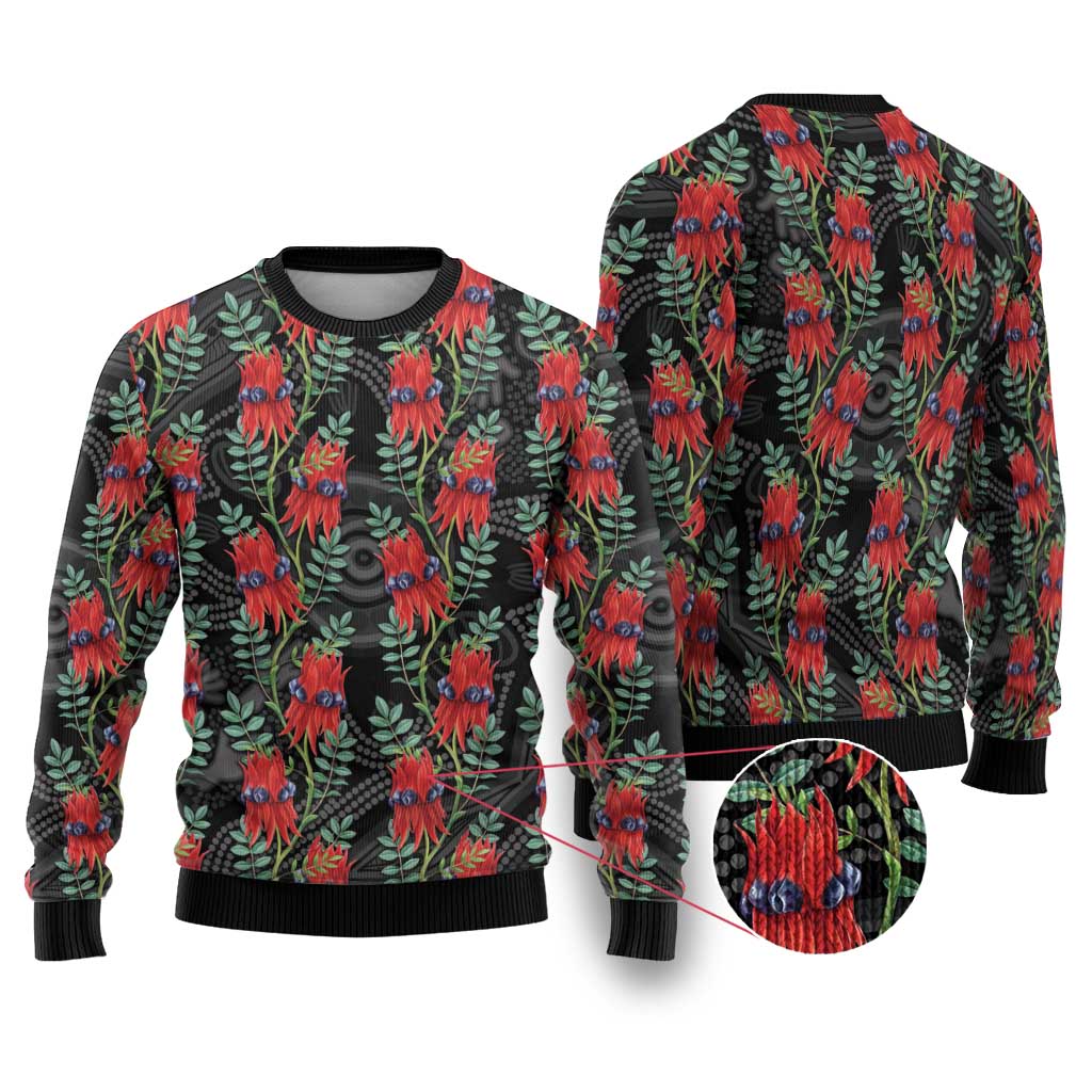 Australia Sturt's Desert Pea Ugly Christmas Sweater Aussie Native Flowers Indigenous Art - Aussie Hoodie