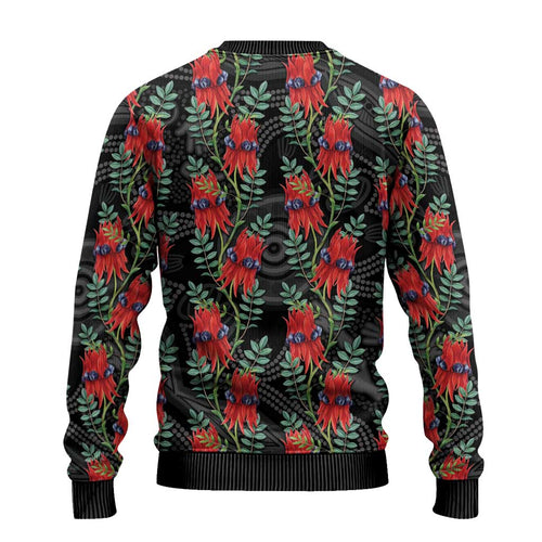 Australia Sturt's Desert Pea Ugly Christmas Sweater Aussie Native Flowers Indigenous Art - Aussie Hoodie