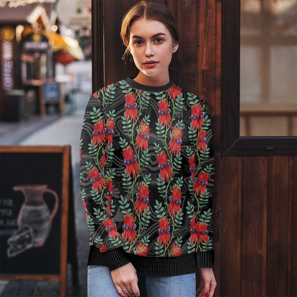 Australia Sturt's Desert Pea Ugly Christmas Sweater Aussie Native Flowers Indigenous Art - Aussie Hoodie