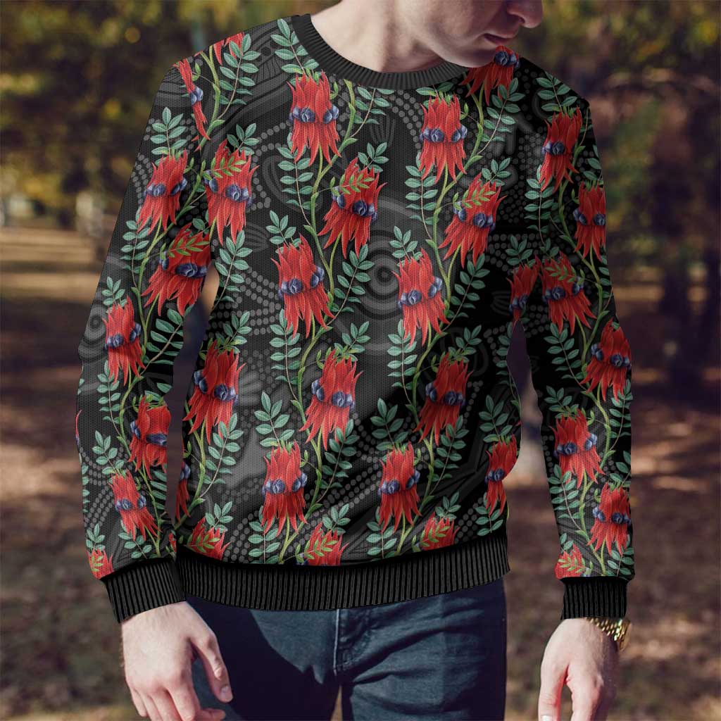 Australia Sturt's Desert Pea Ugly Christmas Sweater Aussie Native Flowers Indigenous Art - Aussie Hoodie