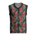 Australia Sturt's Desert Pea Christmas Knitted V-Neck Vest Aussie Native Flowers Indigenous Art - Aussie Hoodie