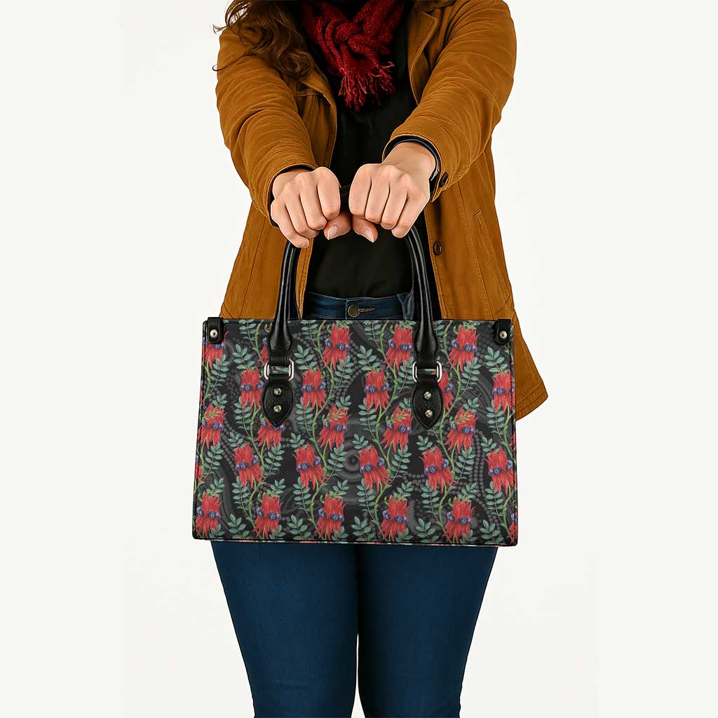 Australia Sturt's Desert Pea Leather Bag Aussie Native Flowers Indigenous Art - Aussie Hoodie