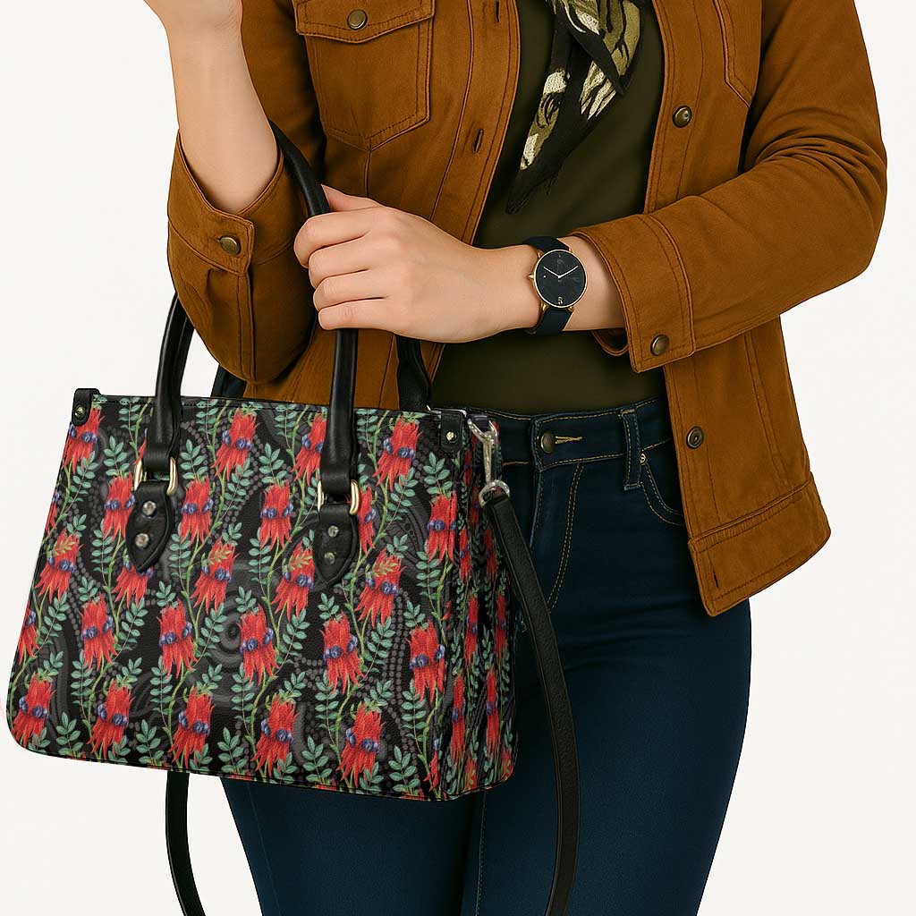 Australia Sturt's Desert Pea Leather Bag Aussie Native Flowers Indigenous Art - Aussie Hoodie