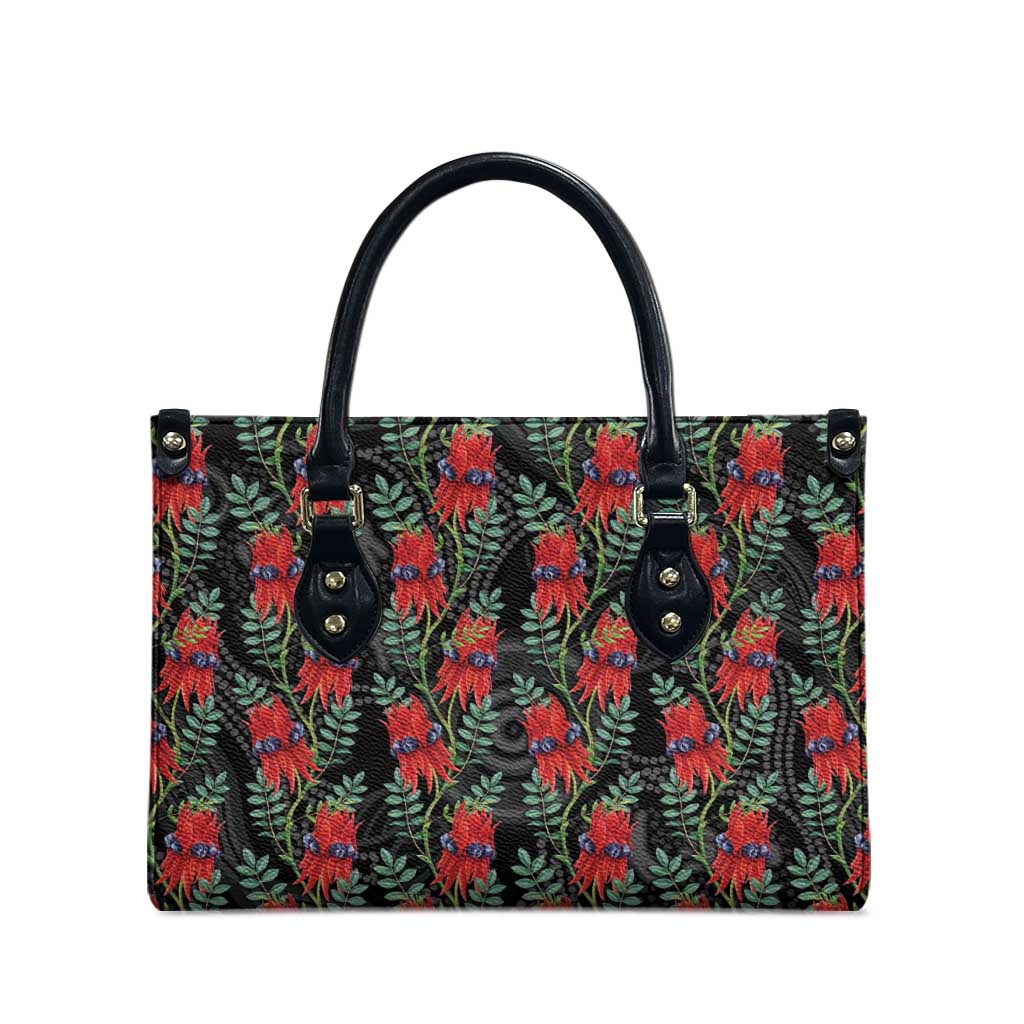 Australia Sturt's Desert Pea Leather Bag Aussie Native Flowers Indigenous Art - Aussie Hoodie