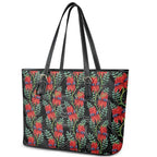 Australia Sturt's Desert Pea Leather Tote Bag Aussie Native Flowers Indigenous Art - Aussie Hoodie