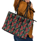 Australia Sturt's Desert Pea Leather Tote Bag Aussie Native Flowers Indigenous Art - Aussie Hoodie