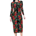 Australia Sturt's Desert Pea Long Sleeve Bodycon Dress Aussie Native Flowers Indigenous Art - Aussie Hoodie