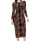 Australia Sturt's Desert Pea Long Sleeve Bodycon Dress Aussie Native Flowers Indigenous Art - Aussie Hoodie
