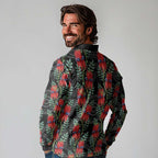 Australia Sturt's Desert Pea Long Sleeve Polo Shirt Aussie Native Flowers Indigenous Art - Aussie Hoodie