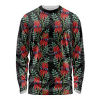 Australia Sturt's Desert Pea Long Sleeve Shirt Aussie Native Flowers Indigenous Art - Aussie Hoodie
