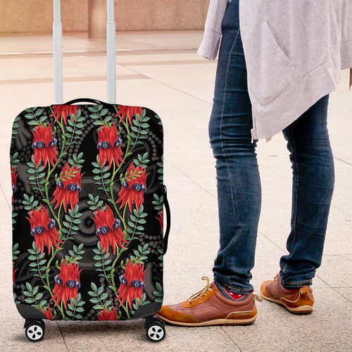 Australia Sturt's Desert Pea Luggage Cover Aussie Native Flowers Indigenous Art - Aussie Hoodie