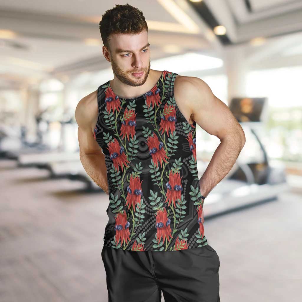 Australia Sturt's Desert Pea Men Tank Top Aussie Native Flowers Indigenous Art - Aussie Hoodie