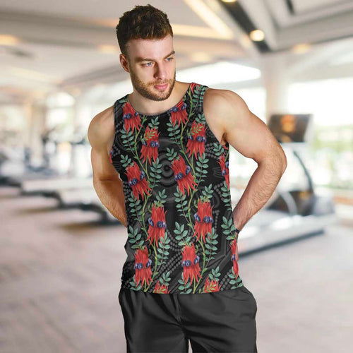 Australia Sturt's Desert Pea Men Tank Top Aussie Native Flowers Indigenous Art - Aussie Hoodie