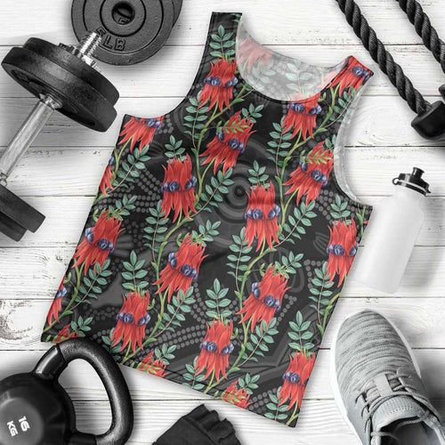 Australia Sturt's Desert Pea Men Tank Top Aussie Native Flowers Indigenous Art - Aussie Hoodie