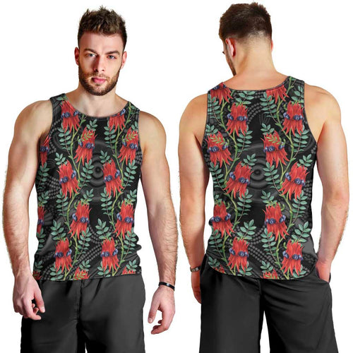 Australia Sturt's Desert Pea Men Tank Top Aussie Native Flowers Indigenous Art - Aussie Hoodie