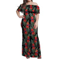 Australia Sturt's Desert Pea Off Shoulder Maxi Dress Aussie Native Flowers Indigenous Art - Aussie Hoodie