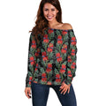Australia Sturt's Desert Pea Off Shoulder Sweater Aussie Native Flowers Indigenous Art - Aussie Hoodie