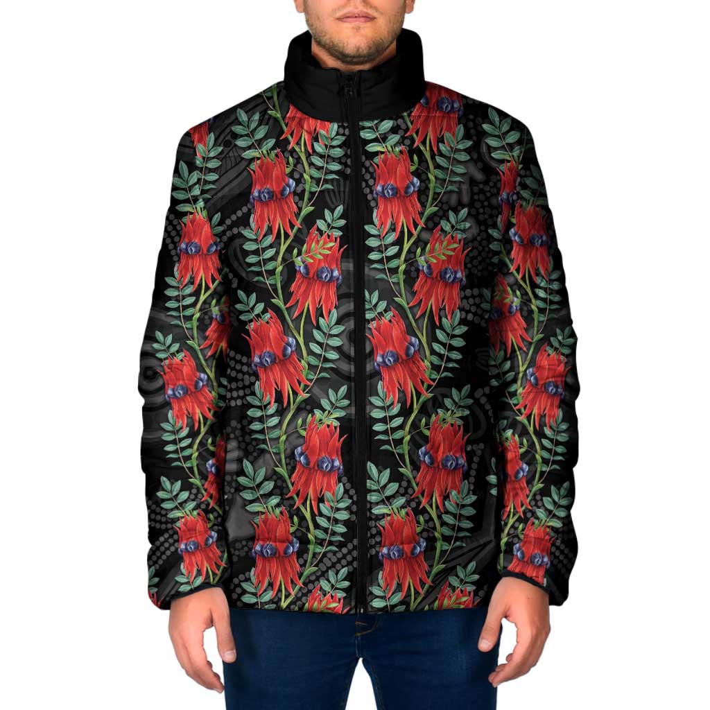 Australia Sturt's Desert Pea Padded Jacket Aussie Native Flowers Indigenous Art - Aussie Hoodie