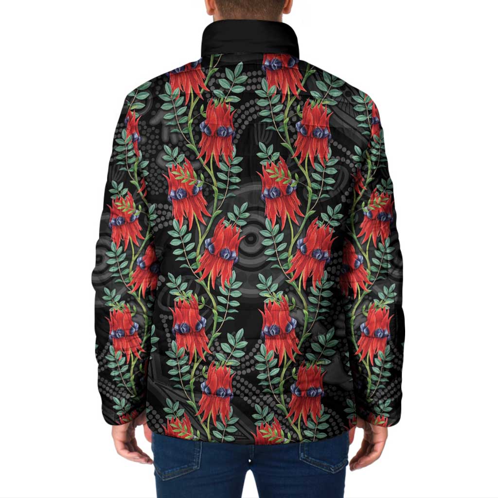 Australia Sturt's Desert Pea Padded Jacket Aussie Native Flowers Indigenous Art - Aussie Hoodie
