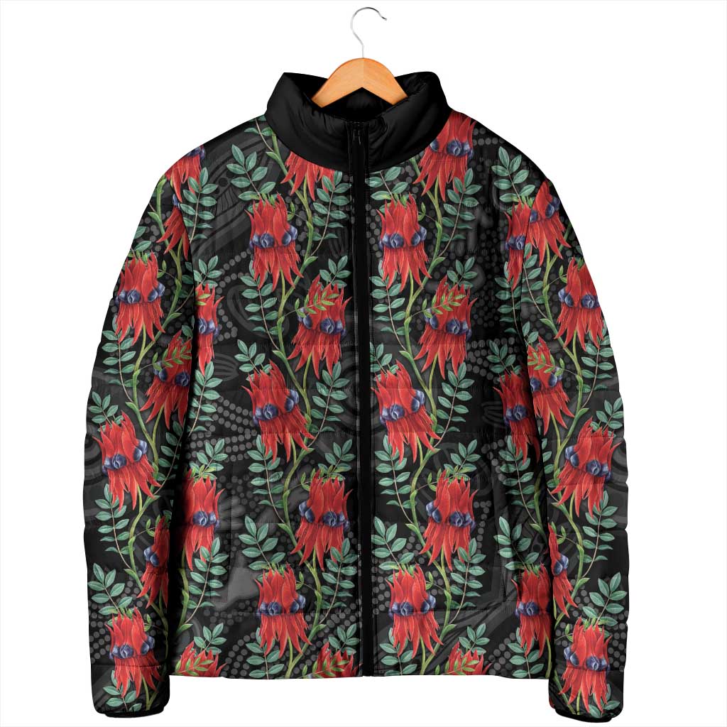 Australia Sturt's Desert Pea Padded Jacket Aussie Native Flowers Indigenous Art - Aussie Hoodie