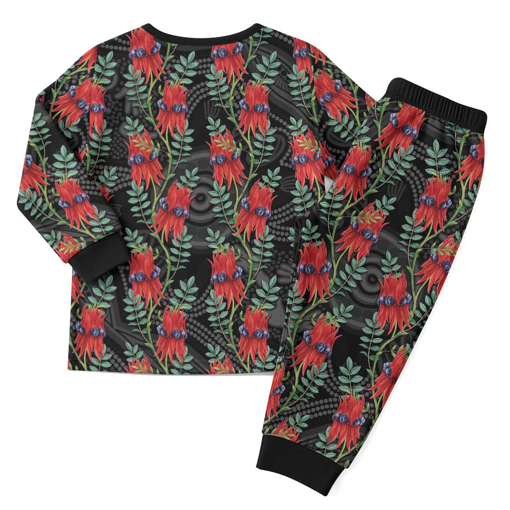 Australia Sturt's Desert Pea Christmas Pajama Set Aussie Native Flowers Indigenous Art - Aussie Hoodie