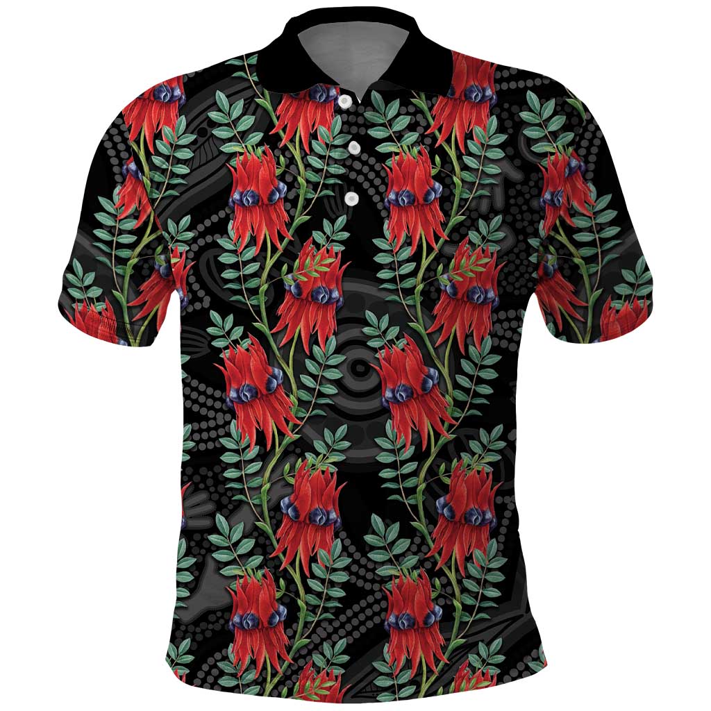 Australia Sturt's Desert Pea Polo Shirt Aussie Native Flowers Indigenous Art - Aussie Hoodie