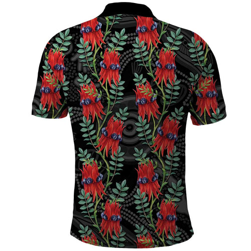 Australia Sturt's Desert Pea Polo Shirt Aussie Native Flowers Indigenous Art - Aussie Hoodie