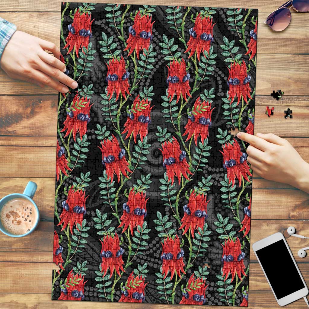 Australia Sturt's Desert Pea Puzzle Aussie Native Flowers Indigenous Art - Aussie Hoodie