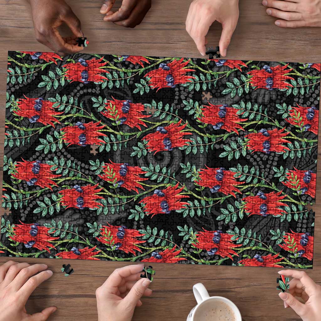 Australia Sturt's Desert Pea Puzzle Aussie Native Flowers Indigenous Art - Aussie Hoodie