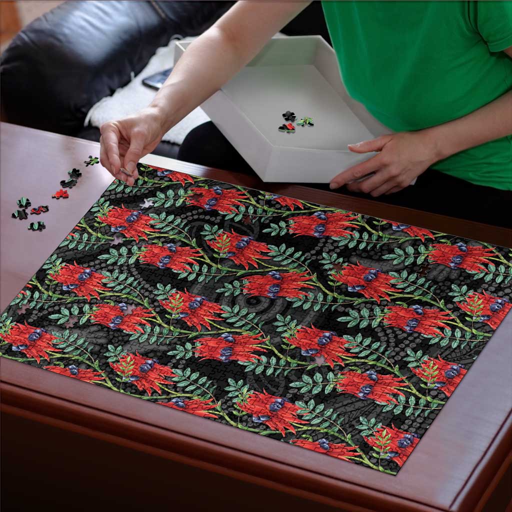 Australia Sturt's Desert Pea Puzzle Aussie Native Flowers Indigenous Art - Aussie Hoodie