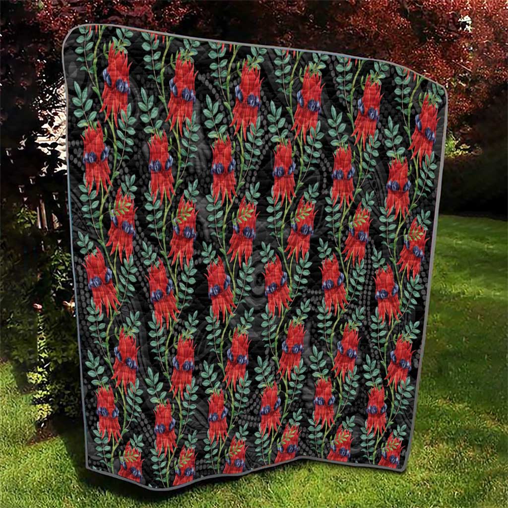 Australia Sturt's Desert Pea Quilt Aussie Native Flowers Indigenous Art - Aussie Hoodie